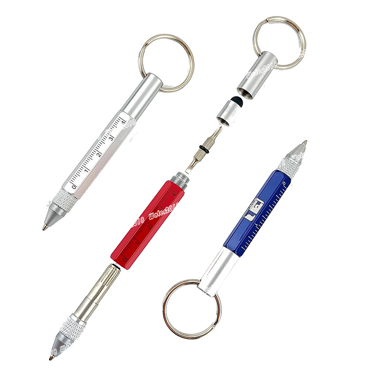 Multifunctional Mini Metal Ballpoint Pen Outdoor Tool Pen Screwdriver Keychain Short Scale Pens