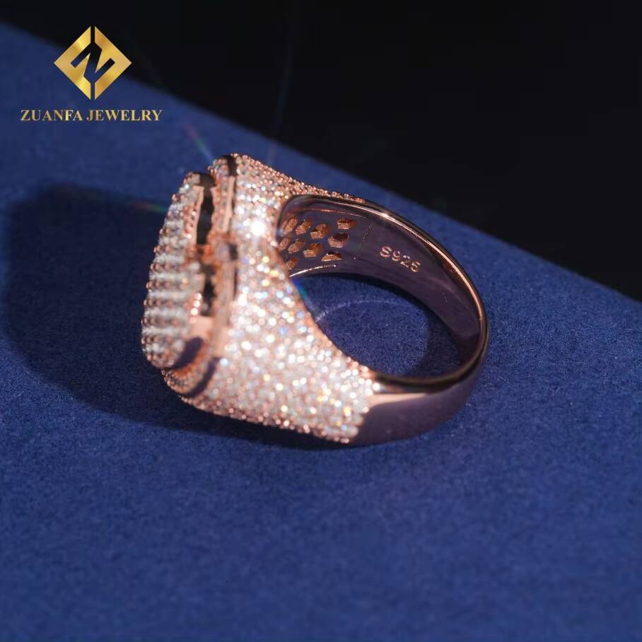 Hip Hop Fine Jewelry Iced Out Moissanite 925 Sterling Silver Full Moissanite Hearts With Shape Diamond Rings for Men