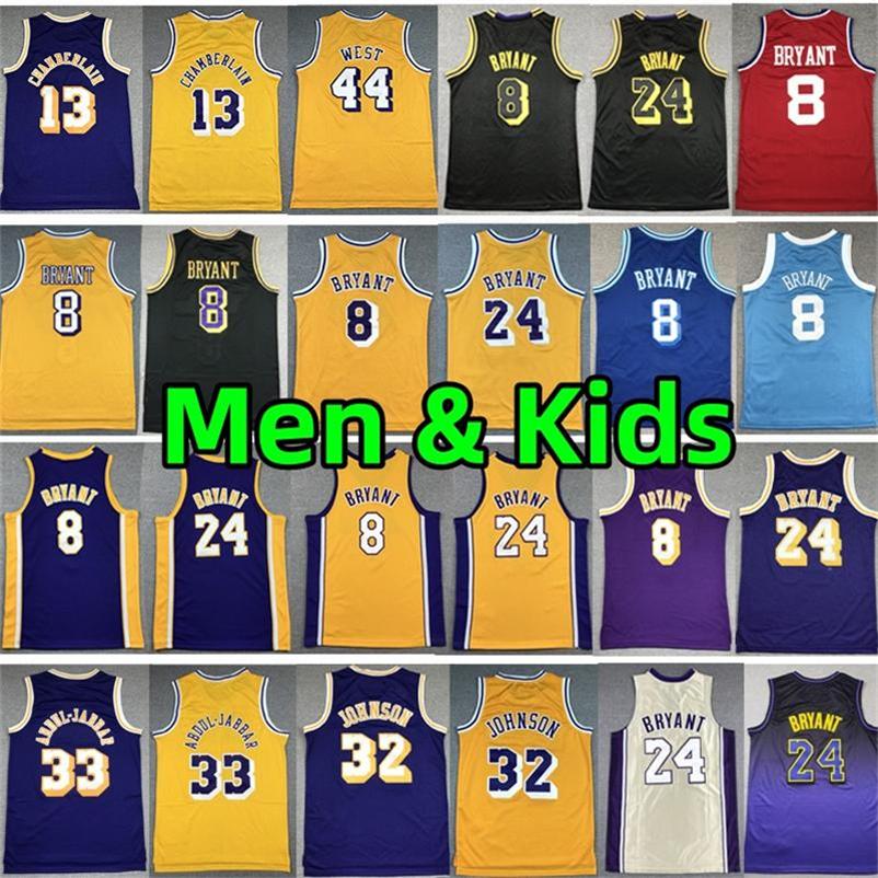 Stitched Bean Bryant Jersey Retro Basketball Jerseys The Black Mamba Classics Vintage Yellow Purple children adults embroidery shorts Men Youth Kids