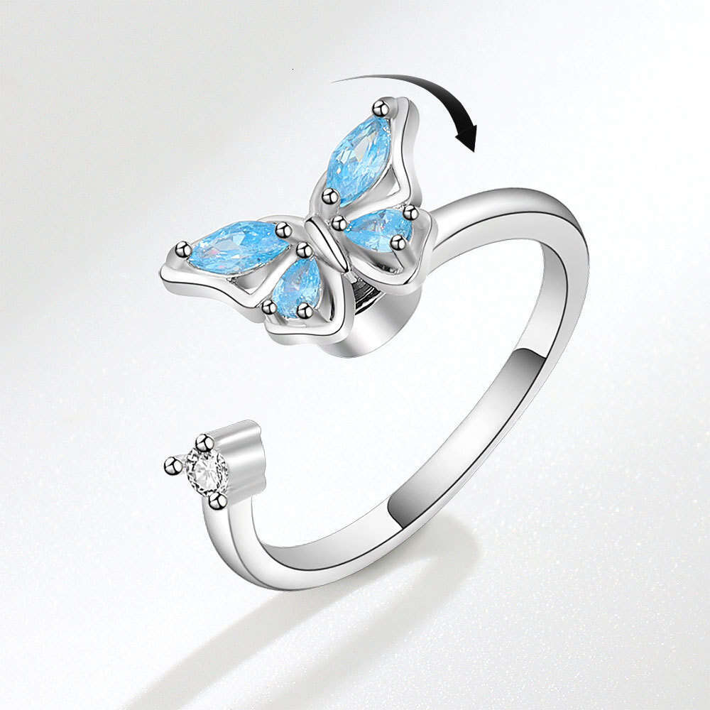 Butterfly Rotatable For Women Amazon Cross-Border Jewelry Ins Internet Celebrity Personality Adjustable Open Finger Ring