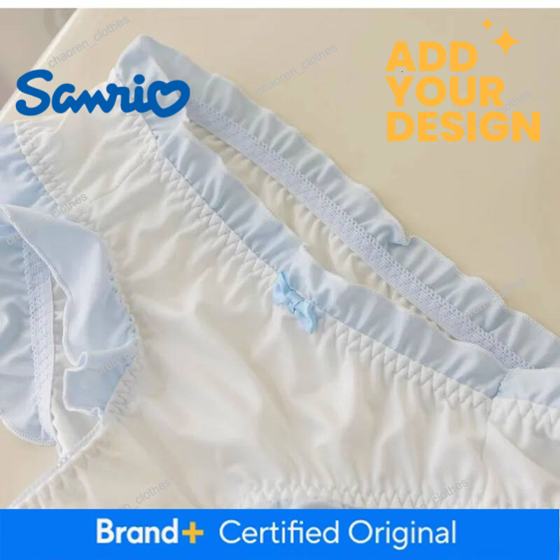 Kawai Sanrio Cartoon Kuromicinnamoroll Cute Lingerie Underwear Without Steel Rings Small Breast Gathering Bra Set Thin Style Luxury Goods