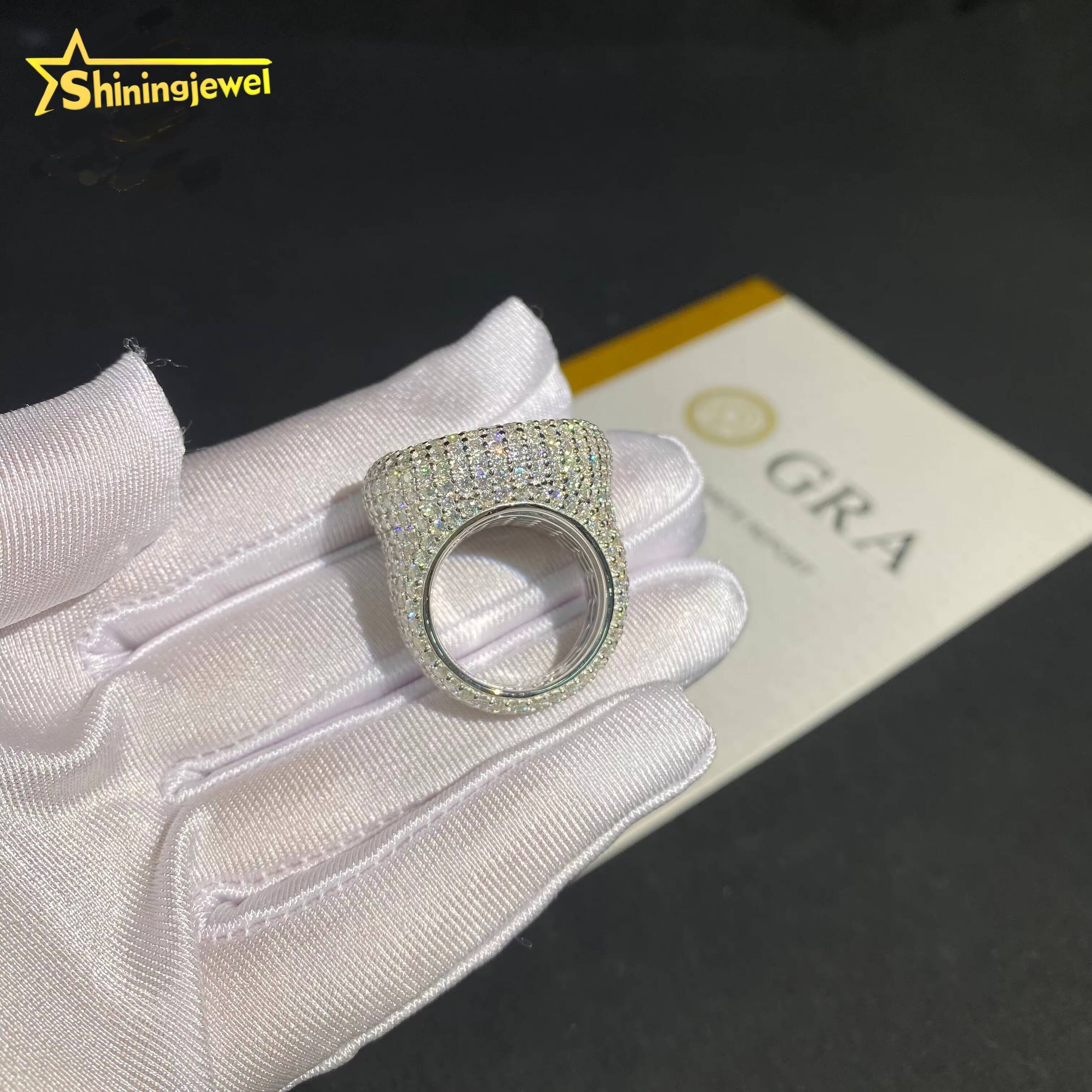 Hot Sale Moissanite Round Men Ring Custom Iced Out Diamond 925 Sterling Silver VVS Moissanite Jewelry Hip Hop Rings Pass Tester