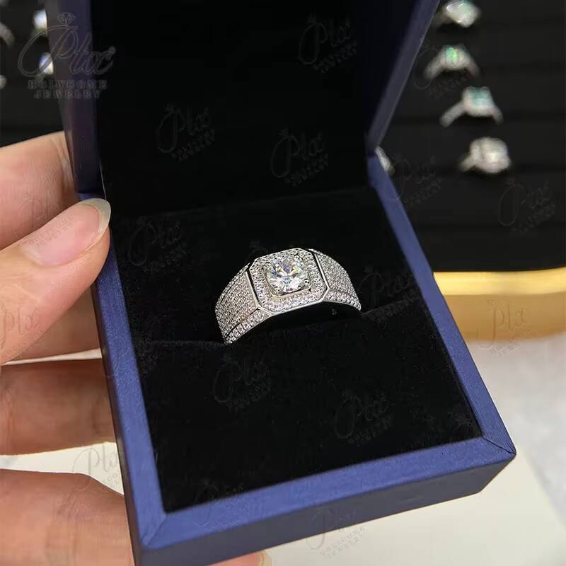 Moissanite Rings1ct Stone VVS1 for Men Women Sterling Silver 925 GRA Certificate Jewelry Marriage Anniversary Gift Wholesale