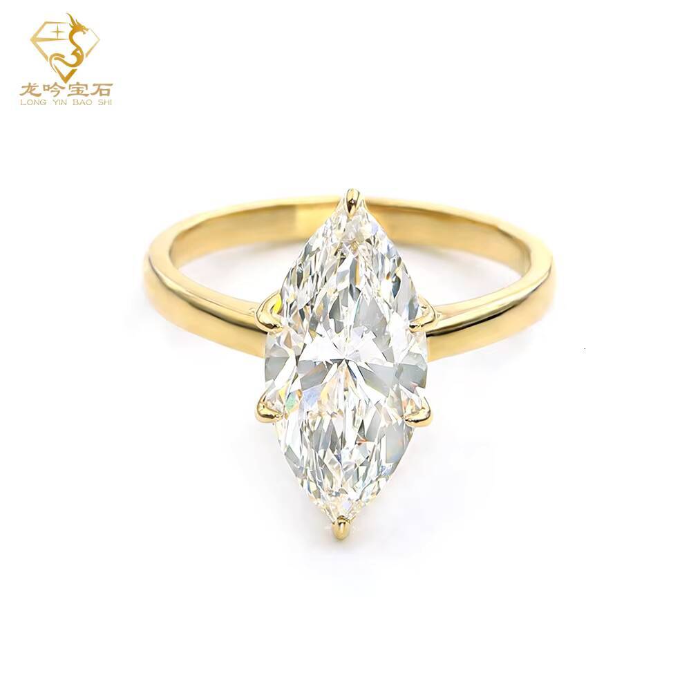 Factory Customized 10K/14K/18K Gold 925 Sterling Silver Lab Diamond Ring Marquise Cut 1ct 2ct 3ct IGI Certified Engagement Ring