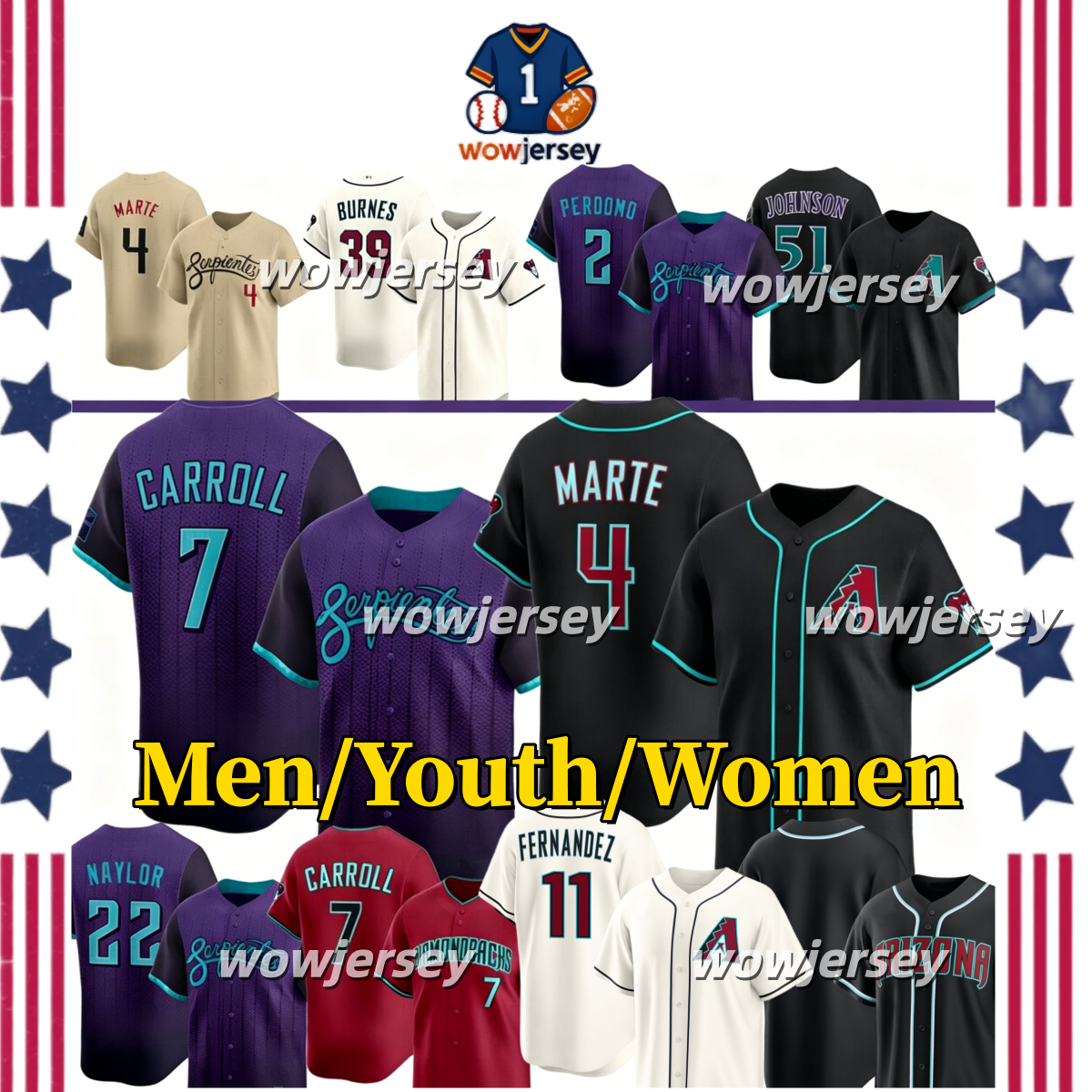 Diamondbacks Baseball Jersey Corbin Carroll Jose Fernandez Randy Johnson Ketel Marte Geraldo Josh Naylor Grichuk Zac Gallen Alek Thomas Pederson Black Out Jersey