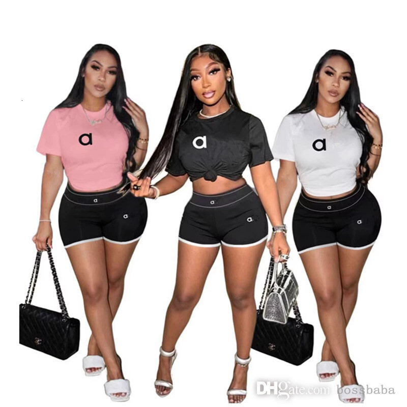 Designer Tracksuit Spring Summer Sexy Two Piece Set Women Fashion Printed Short Sleeve T-shirts Woman Sports Jogging Suit