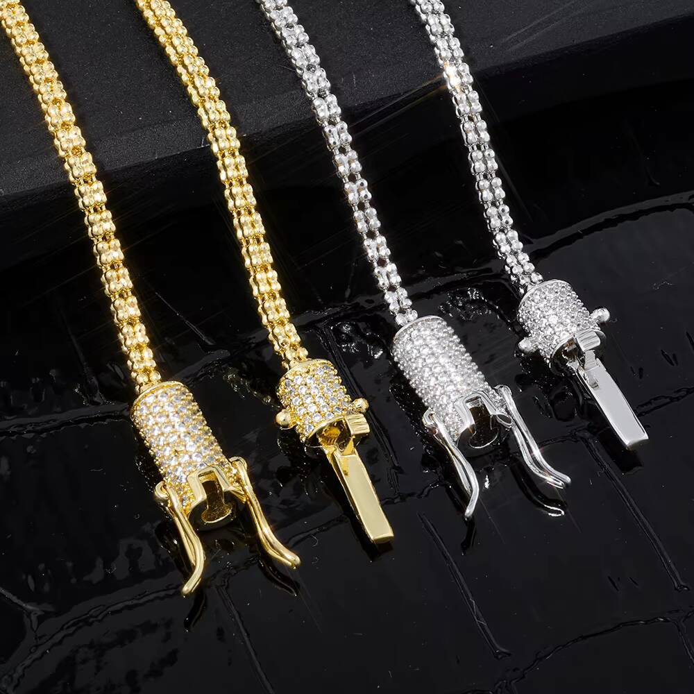 NUOYA Luxury Jewelry Iced Out Diamond Cylinder Clasp Design 25mm Woven Chain Hip Hop Bracelet Daily Casual Wear Gift for Women