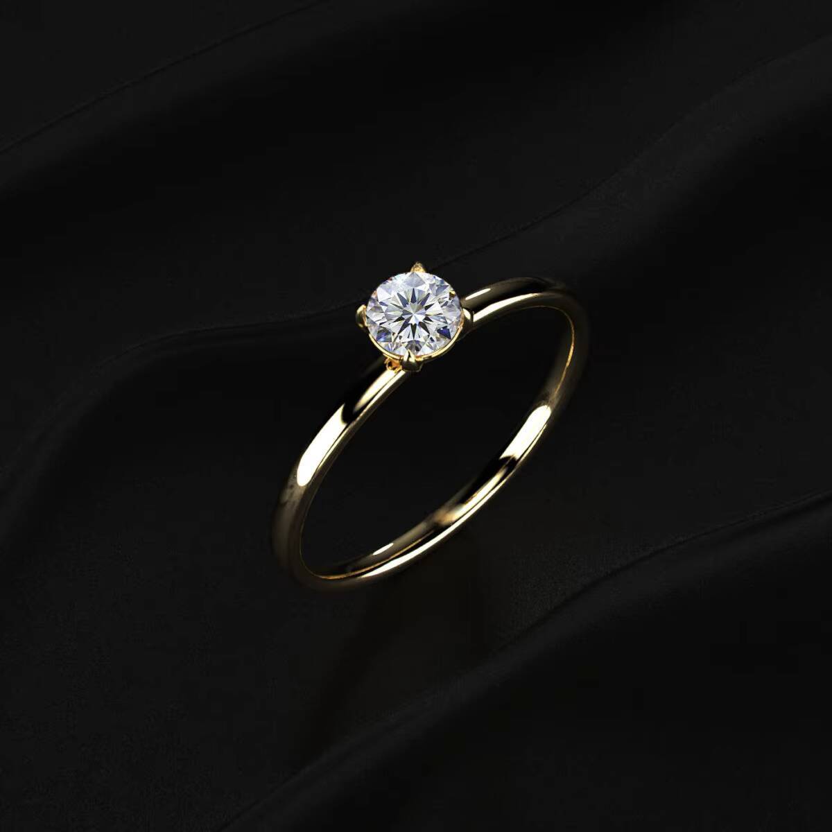 1ct Round Cut Moissanite Engagement Ring 14K Solid Gold Minimalist Solitaire Wedding Band Wholesale Fine Jewelry Gift for Her