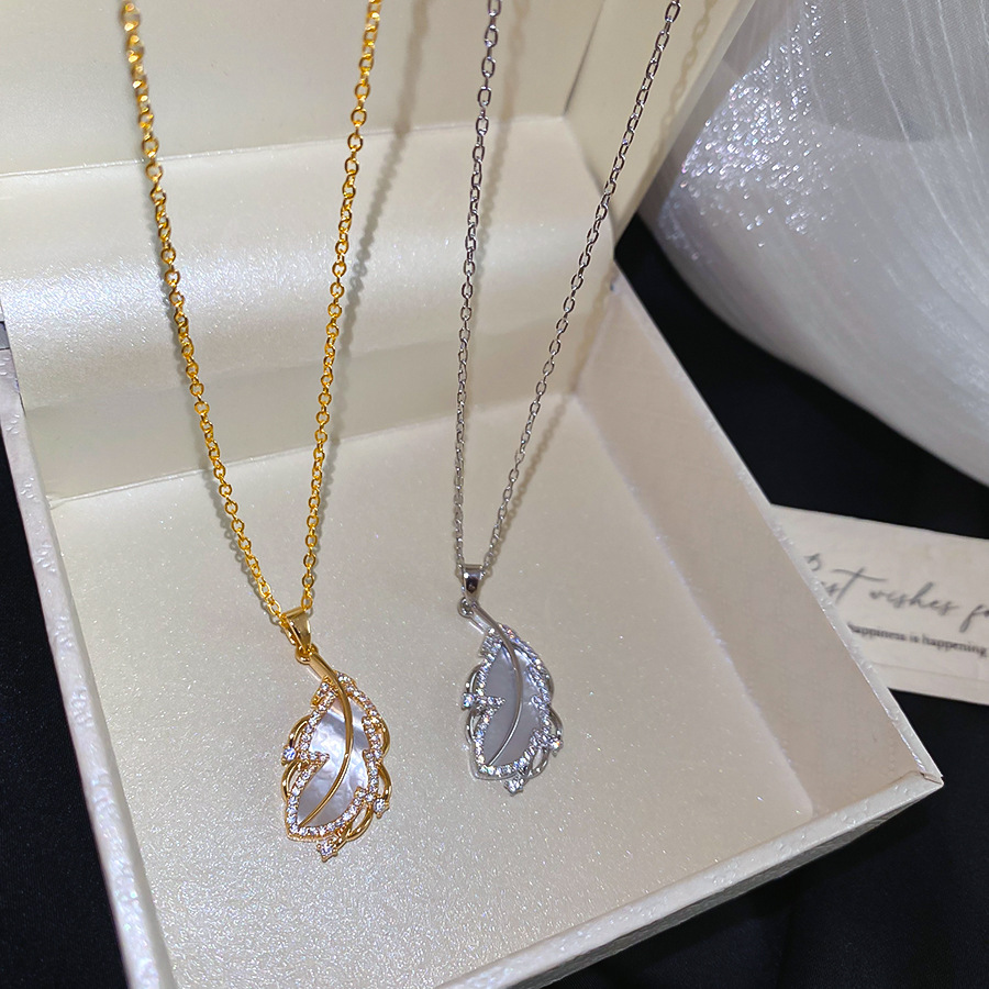 Feather long necklace, clavicle chain jewelry, light luxury and elegant, birthday gift - view 8