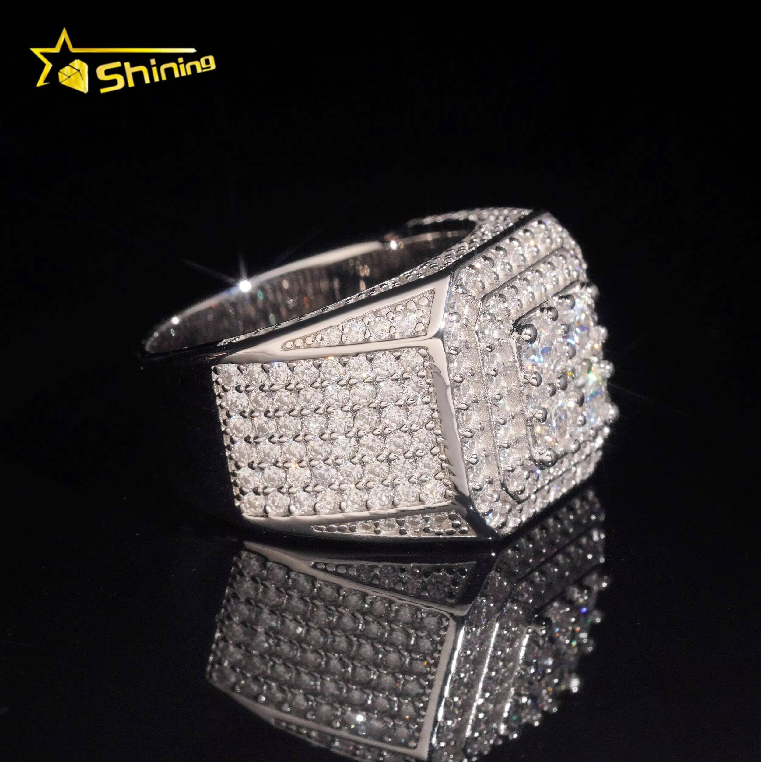 Hip Hop Jewelry Pass Diamond Tester Fast Shipping 925 Silver GRA Certificated Iced Out Moissanite Ring