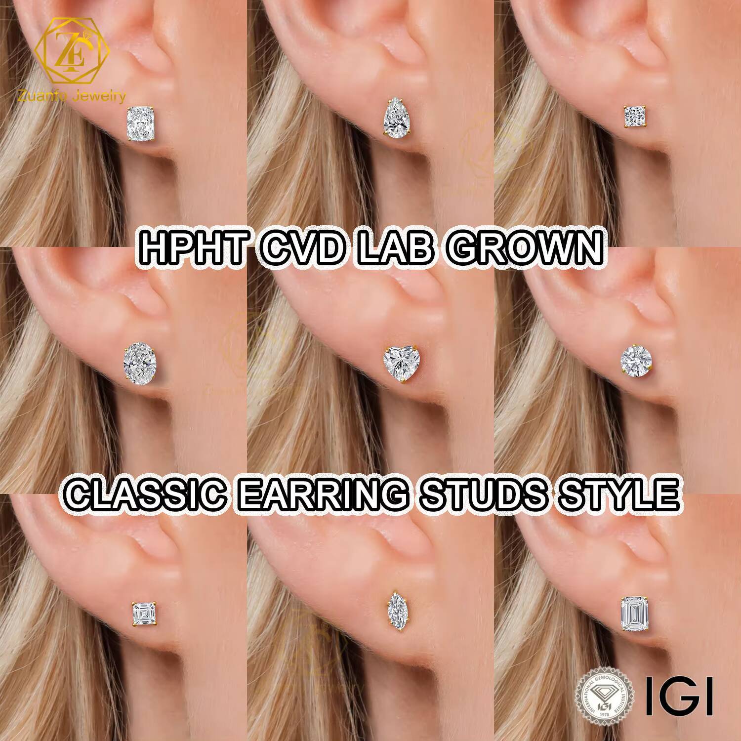 Fine Jewelry Oval Cut Lab Grown Diamond Earrings 1-3ct D Color IGI Certified Luxury Unisex 18K Solid Gold Stud Earrings