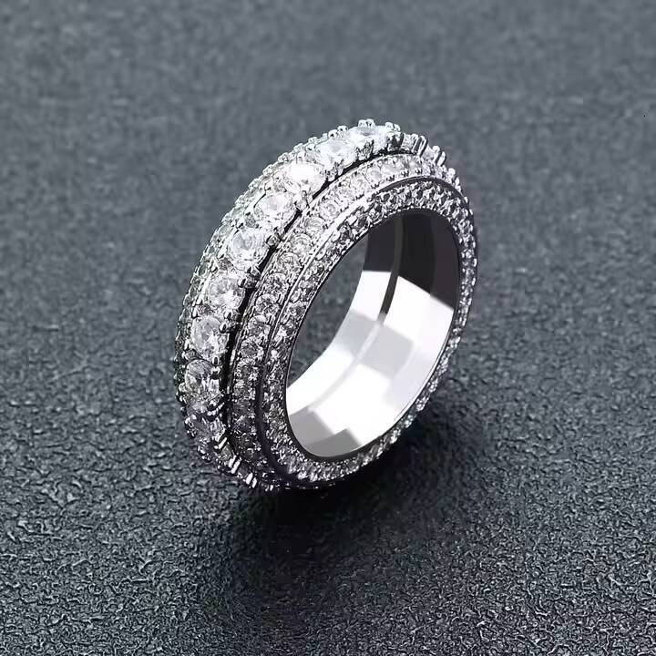 Luxury 925 Sterling Silver Moissanite Wedding Ring Hip Hop Style Sparkling Diamond Jewelry Bold Fashion Statement Eye Catching