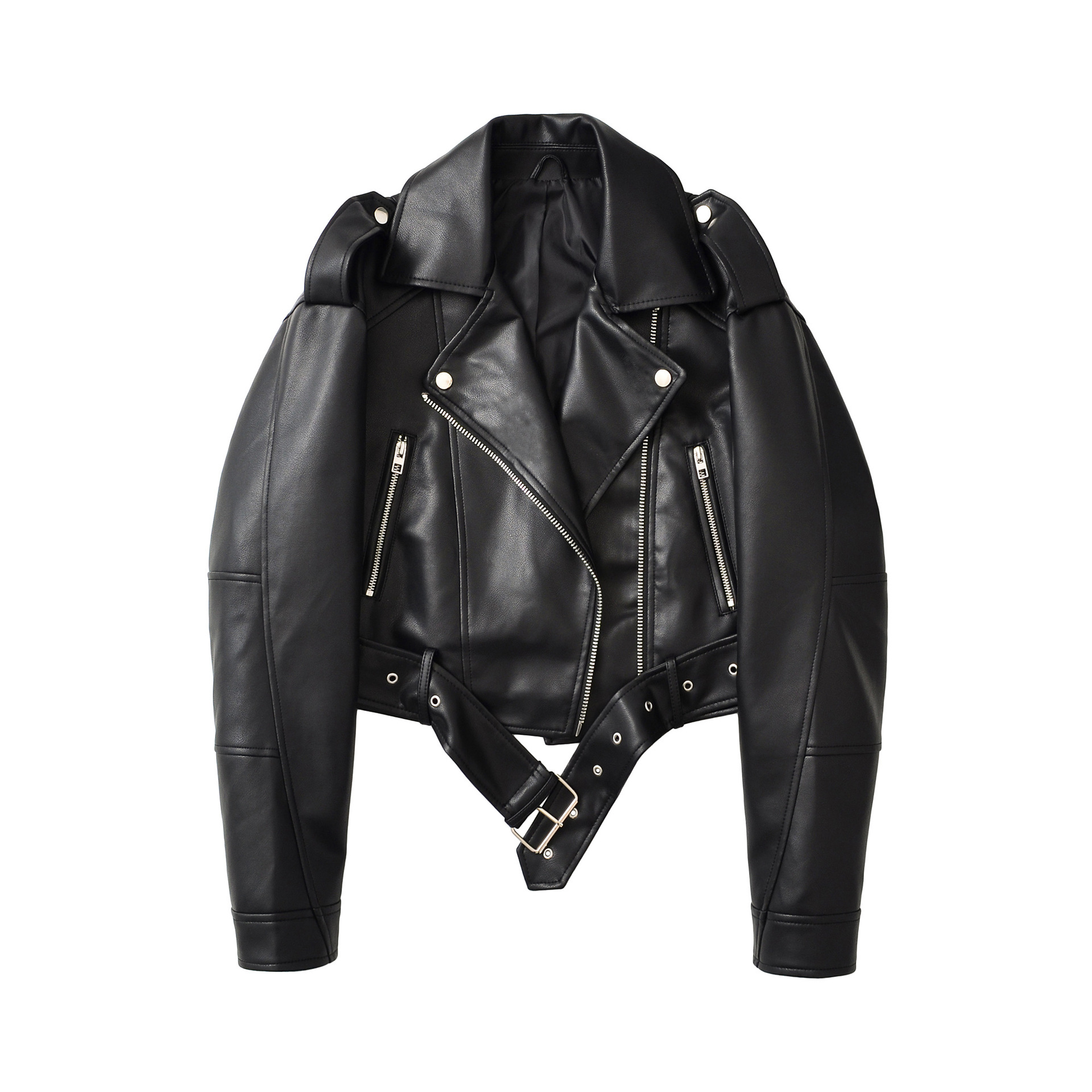 2026New Coal graysty le Women's washed leather jacket with belt, short coat with downgraded zipper and vintage lapel jacket