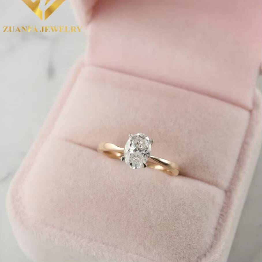 Hot Sale Custom Design 14K Solid Gold 4carats Vvs Diamond Engagement Moissanite Rings for Women