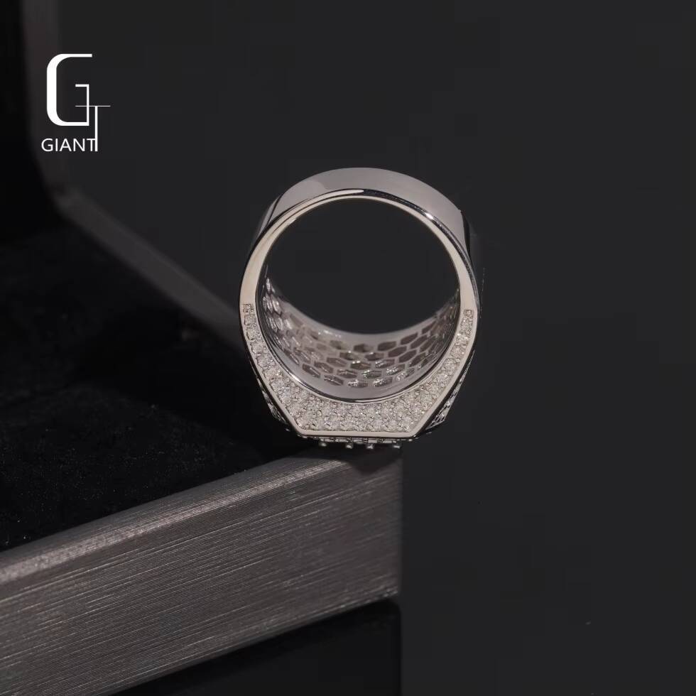 Customizable Jewelry Fine Jewelry Claw Setting Hip Hop VVS Moissanite 925 Sterling Silver Rings Moissanite Rings for Men Rapper