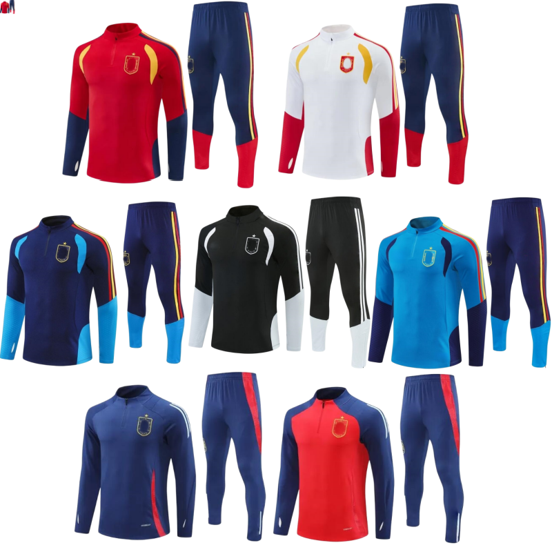 24 25 26 27 Spain Long sleeved half pulled tracksuit LAMINE YAMAL PEDRI FERRAN PEDRI Espana Camiseta 2026 2027 soccer training suit tracksuits men kids kits sets