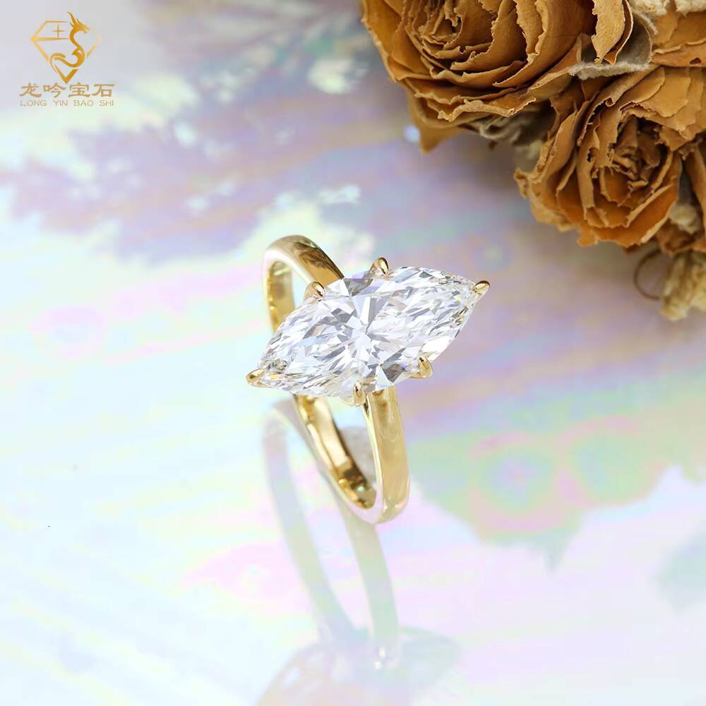 Factory Customized 10K/14K/18K Gold 925 Sterling Silver Lab Diamond Ring Marquise Cut 1ct 2ct 3ct IGI Certified Engagement Ring