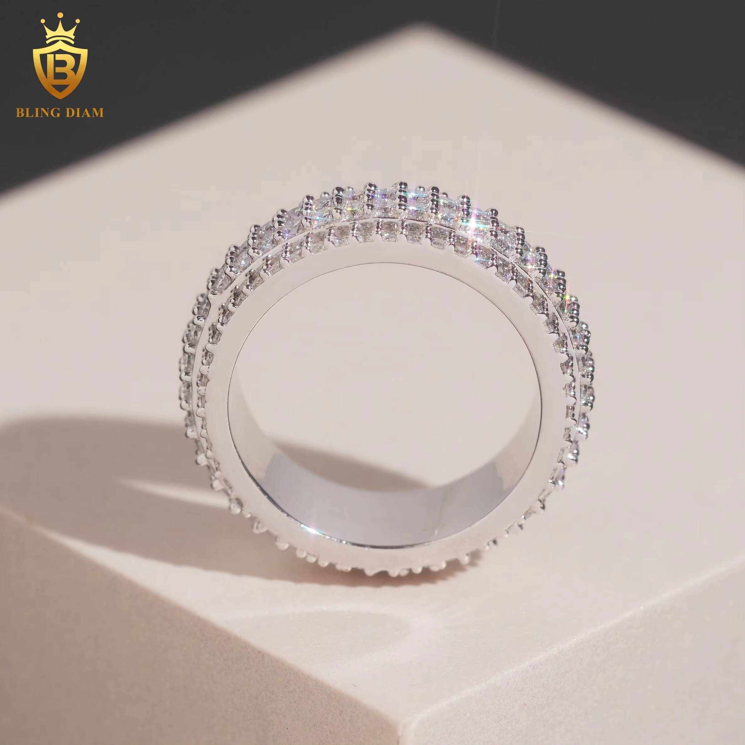 VVS Moissanite Diamond Hip Hop Sterling Silver 925 Buss Down Hip Hop Iced Out Fine Jewelry Moissanite Rings Iced Out Ring