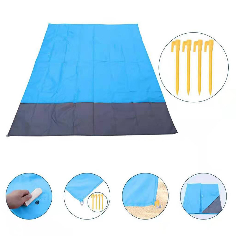 Double-color beach blanket large size waterproof and sand-proof picnic mat for 2-3 adults lightweight travel camping hiking b 260403