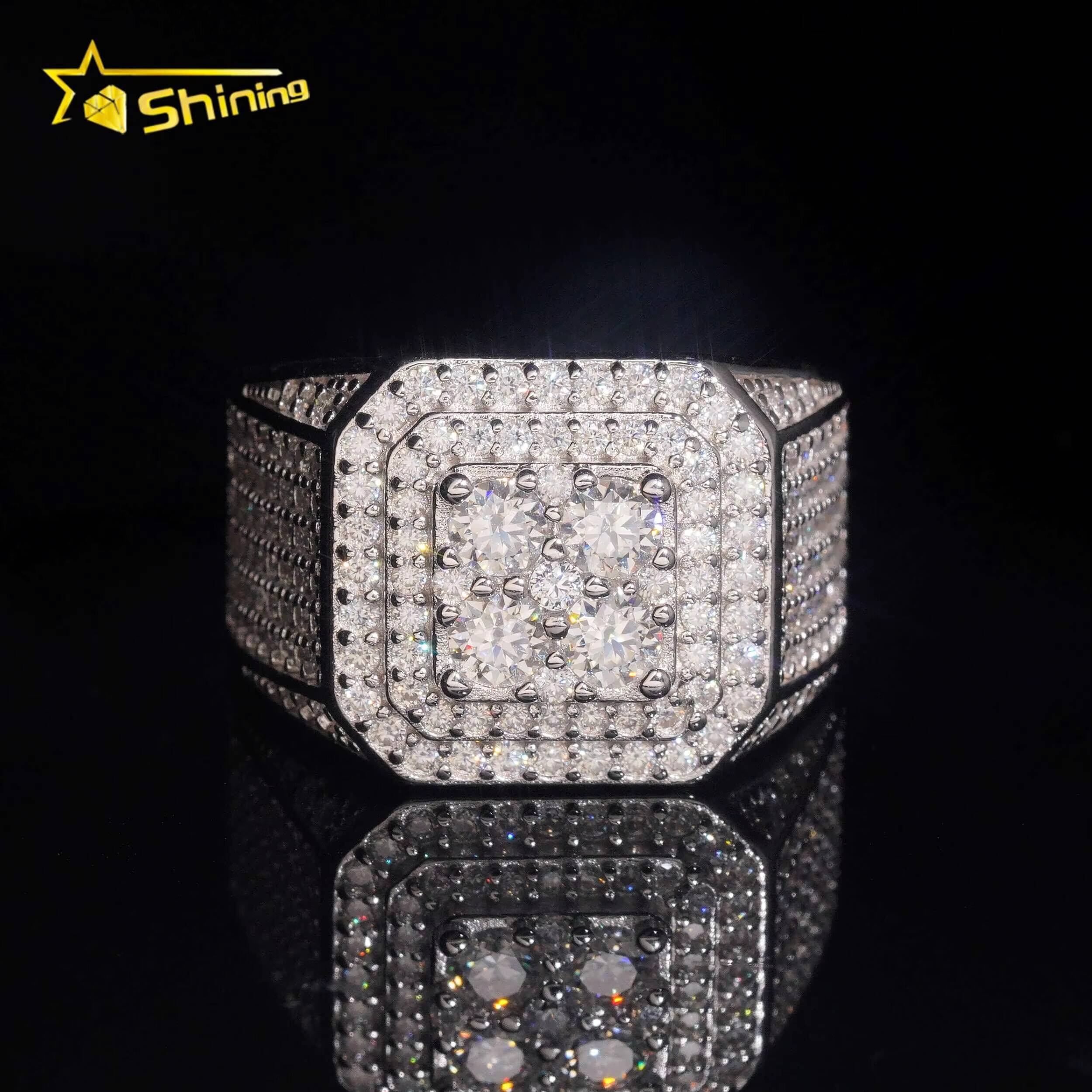 Hip Hop Jewelry Pass Diamond Tester Fast Shipping 925 Silver GRA Certificated Iced Out Moissanite Ring
