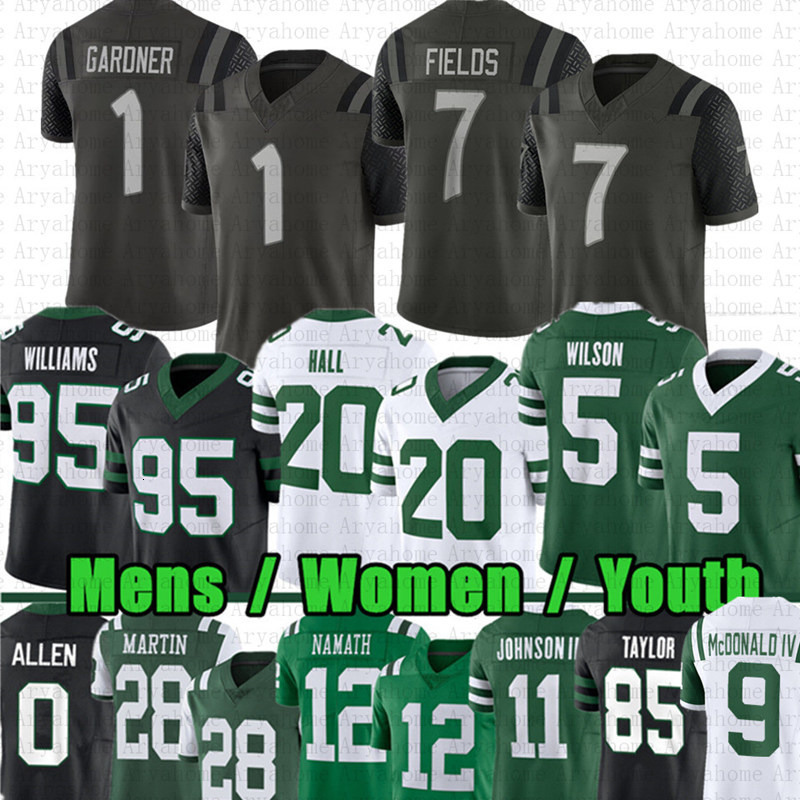 Justin Fields Garrett Wilson Ahmad Sauce Gardner Football Jersey Mason Taylor Joe Namath Breece Hall Quincy Quinnen Williams Braelon Allen Arian Smith