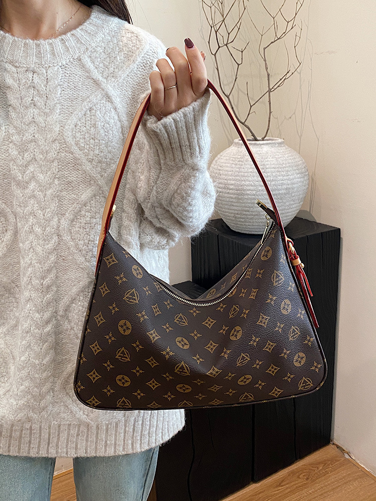 Free shipping 2026 Luxury Inspired Monogram Canvas Hobo Bag | Classic Print Underarm Purse - view 6