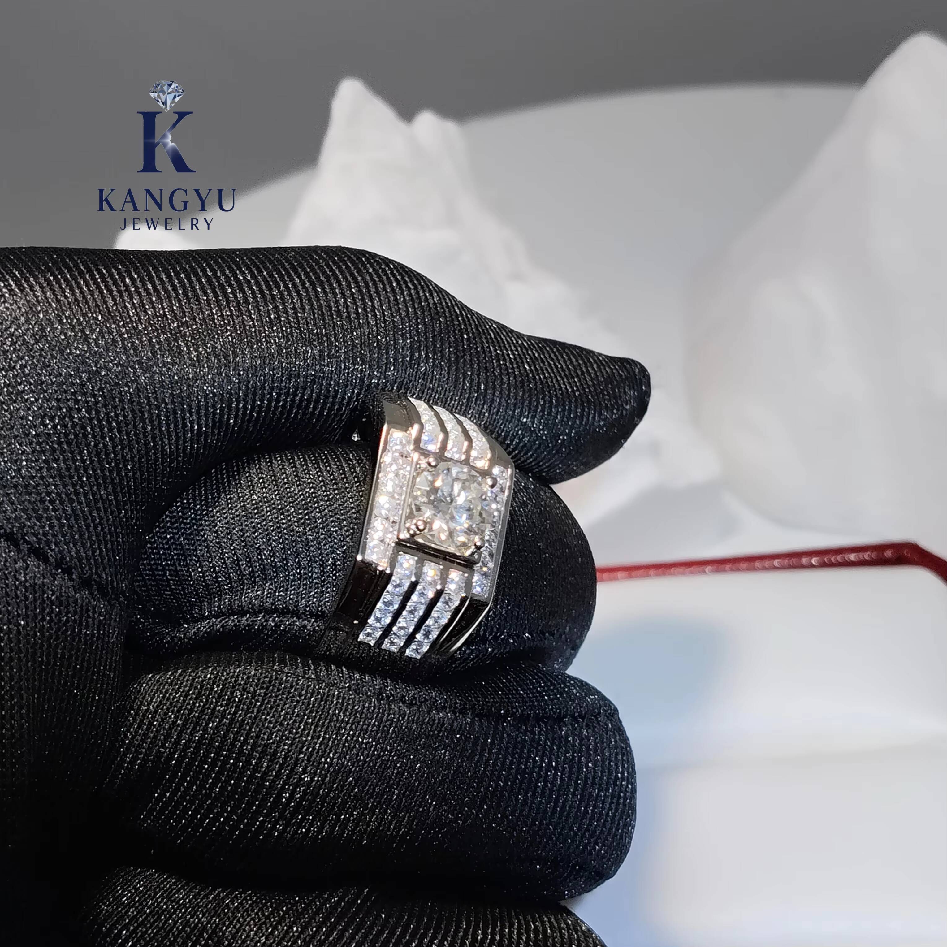 Mens 925 Sterling Silver Moissanite Ring Hip Hop Style Iced Out Bling Passes Diamond Tester