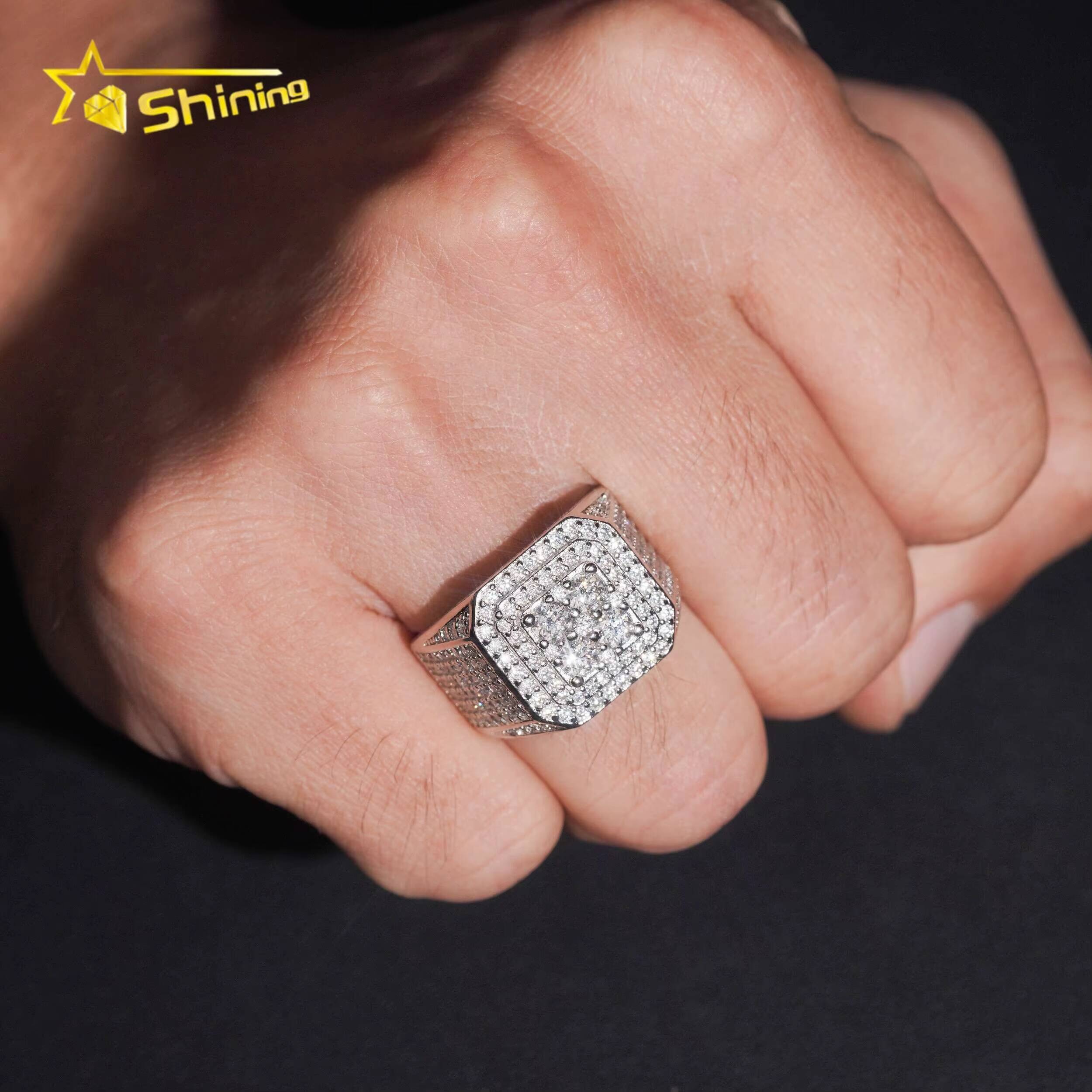 Hip Hop Jewelry Pass Diamond Tester Fast Shipping 925 Silver GRA Certificated Iced Out Moissanite Ring