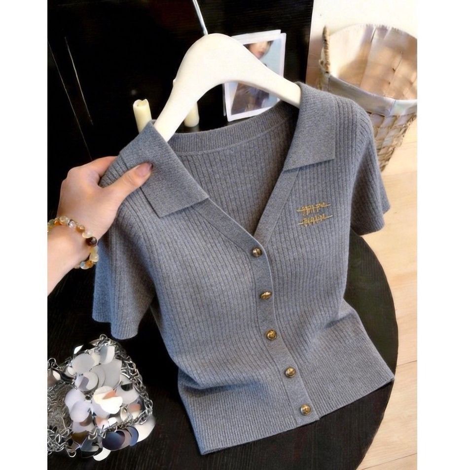 2026 New Designer Luxury Brand Plus Size Fashionable Young Style Women's Polo Collar Ice Silk Top Women's Loose Breathable Slim Fit Women 