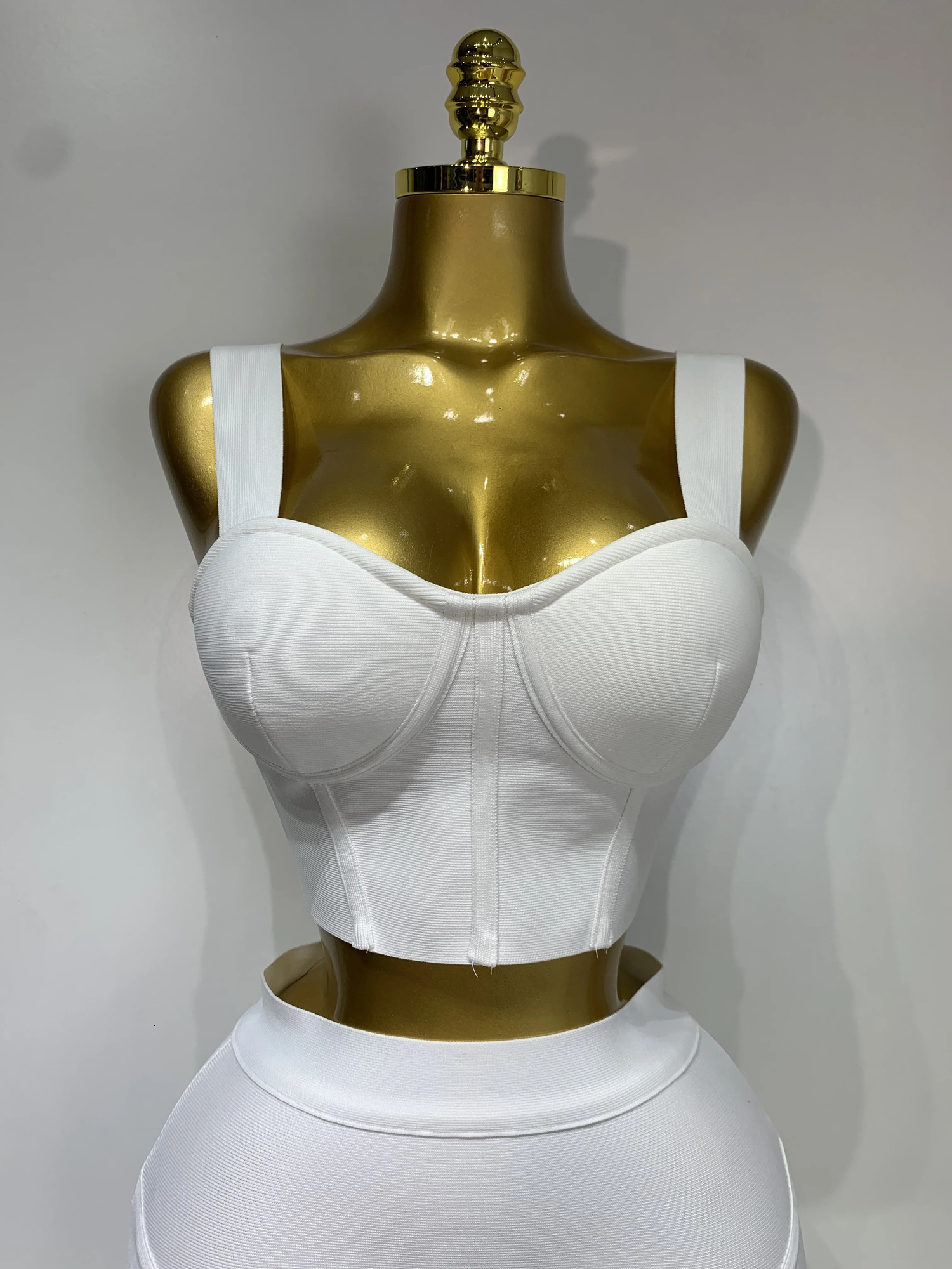 Women Sexy Top Short Skirt Bodycon Bandage Two Pieces Sets White Black Evening Party y Birthday Outfit Nightclub Suits 260420