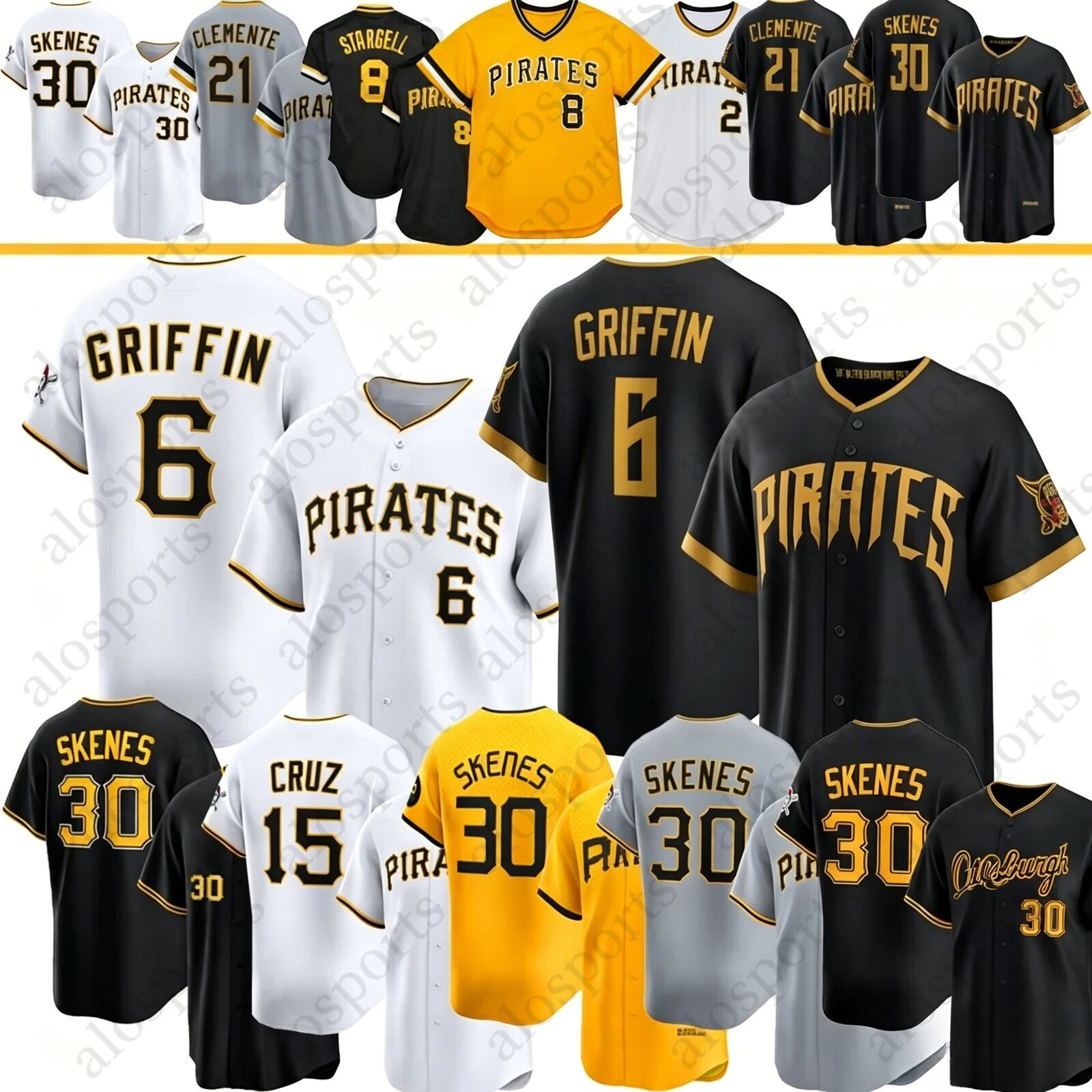 Paul Skenes Baseball Jersey 6 Konnor Griffin Oneil Cruz Mitch Keller Bryan Reynolds Brandon Lowe Joey Bart Marcell Ozuna Ryan O'Hearn Bubba Chand