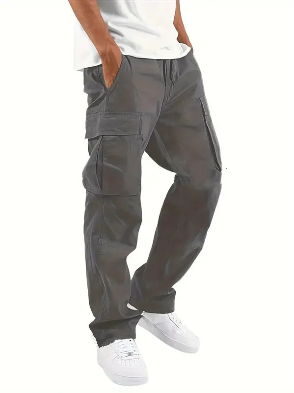Mens Casual Jogger Pants Relaxed Fit Cargo Pants Drawstring Sweatpants Hiking Outdoor Twill Sport Pants 260422