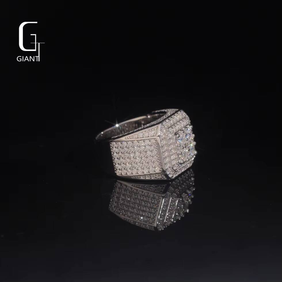 Customizable Jewelry Fine Jewelry Claw Setting Hip Hop VVS Moissanite 925 Sterling Silver Rings Moissanite Rings for Men Rapper