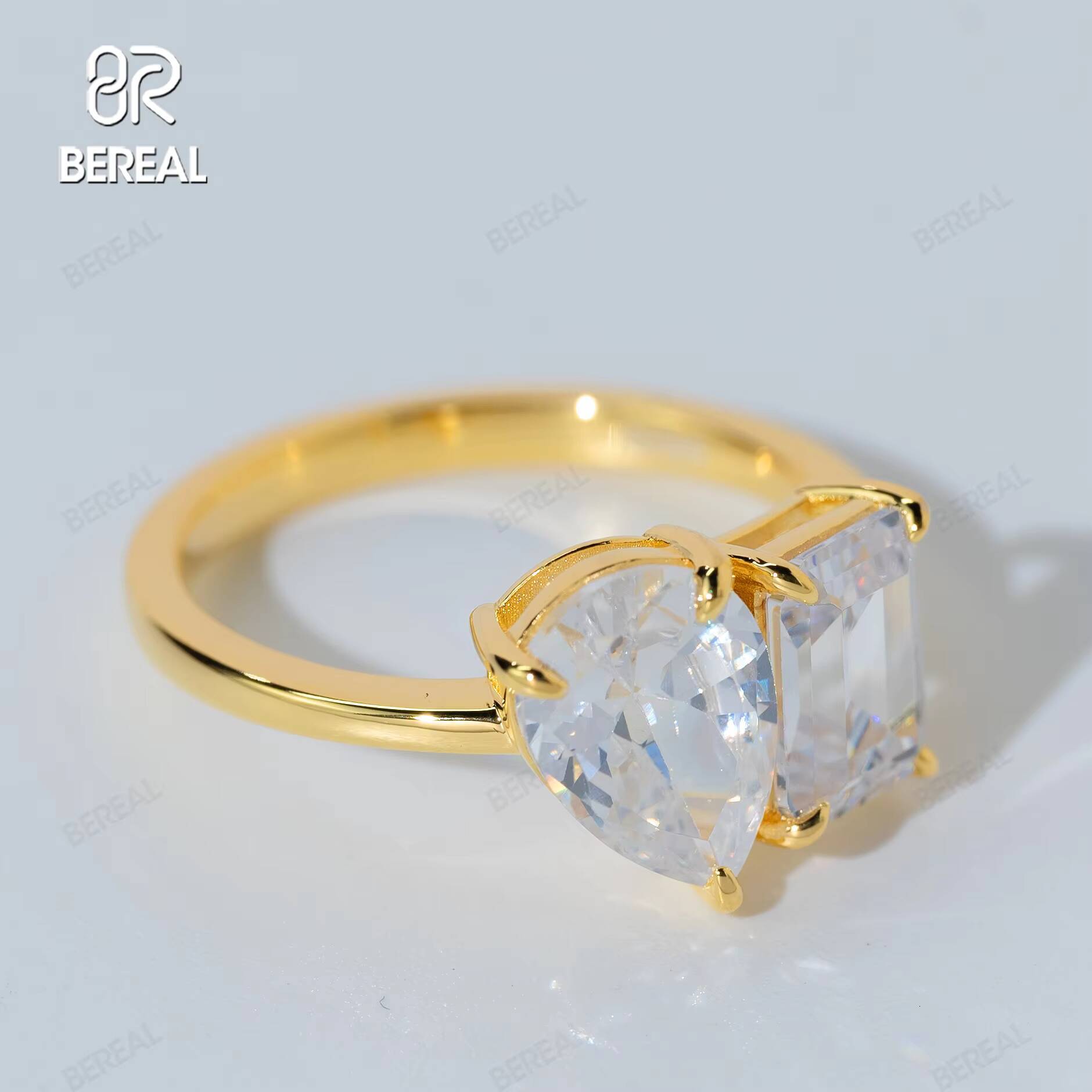 Custom 57CT Emerald Cut Vvs Lab Grown Diamond Engagement Rings for Women Luxury Yellow Gold 925 Silver Engagement Ring Jewelry