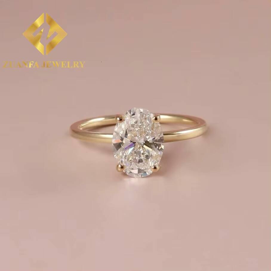Hot Sale Custom Design 14K Solid Gold 4carats Vvs Diamond Engagement Moissanite Rings for Women