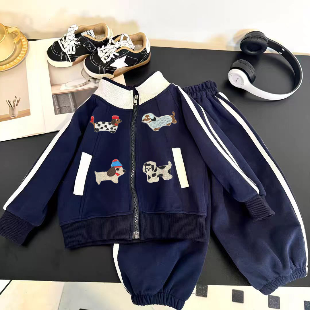 Boys Clothing Set New Spring Autumn Children's baby 2pcs Outfit Set Boys Girls Sporty Korean Style Cartoon Zipper Two Piece Clothing For Middle A - view 8