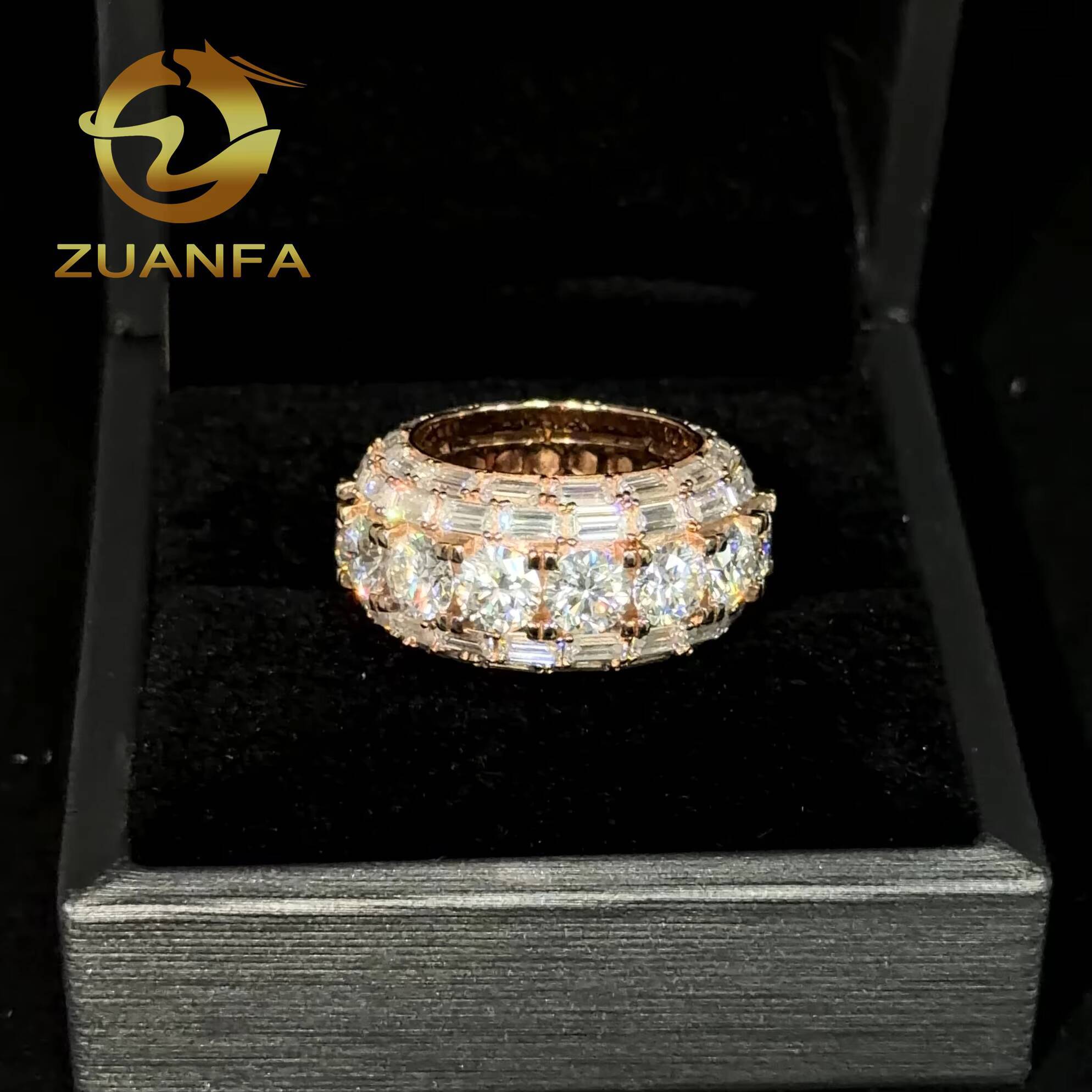 Iced Out Jewelry 925 Sterling Moissanite Silver Hip Hop Ring Mens Cuban Moissanite Ring for Men Pass Diamond Tester