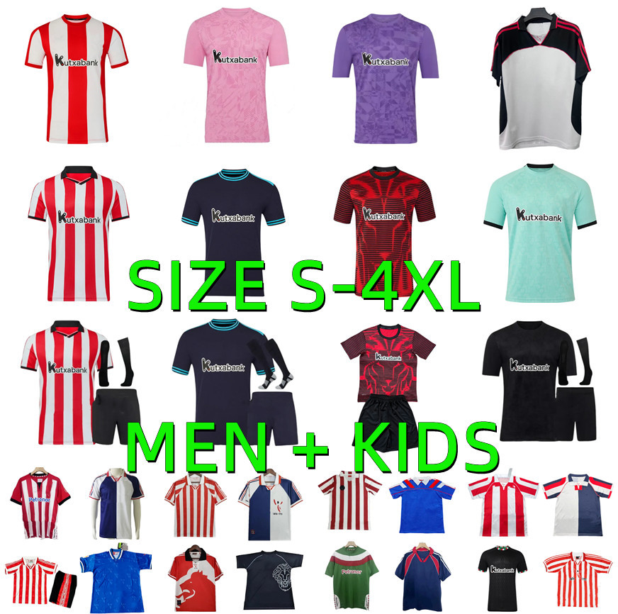 84 86 94 95 97 98 99 00 01 03 05 06 11 12 Retro Bilbao Soccer Jerseys 2025 2026 BERENGUER WILLIAMS JR O.SANCET VILLALIBRE 25 26 Football Shirt Men Kids kit XXXL 4XL