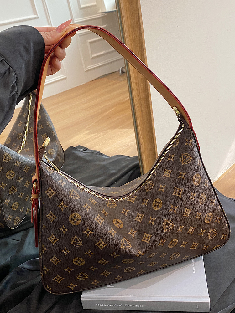 Free shipping 2026 Luxury Inspired Monogram Canvas Hobo Bag | Classic Print Underarm Purse - view 4