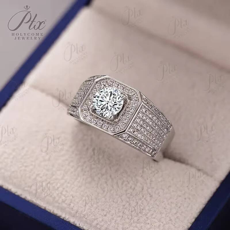 Moissanite Rings1ct Stone VVS1 for Men Women Sterling Silver 925 GRA Certificate Jewelry Marriage Anniversary Gift Wholesale