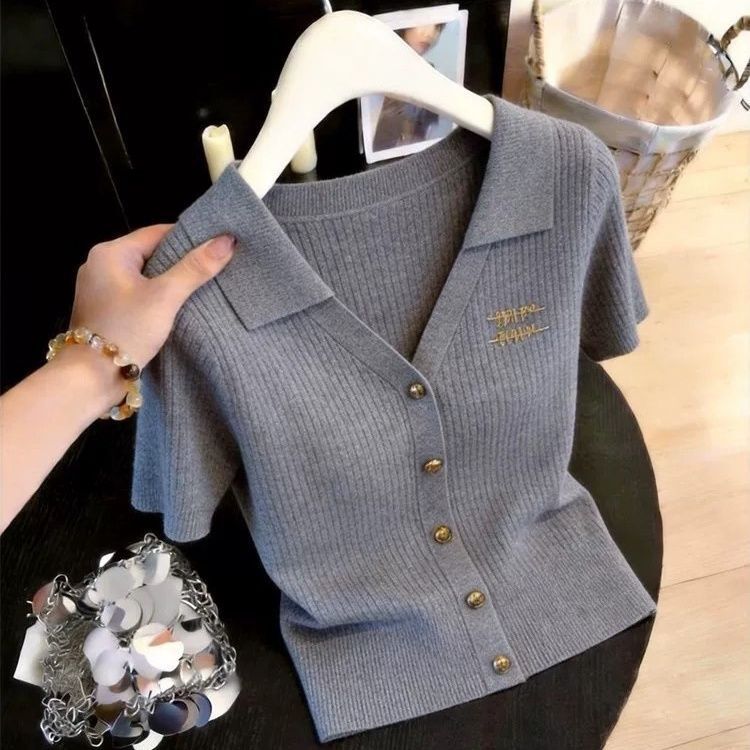 2026 New Designer Luxury Brand Plus Size Fashionable Young Style Women's Polo Collar Ice Silk Top Women's Loose Breathable Slim Fit Women 