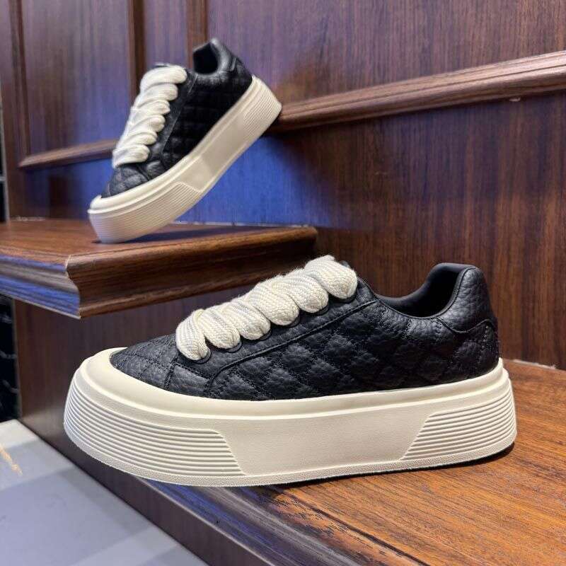 Winter New Style Lace-Up Fleece-Lined Fashionable Versatile Thick-Soled Sneakers Men's Casual Comfortable Trendy White Shoes