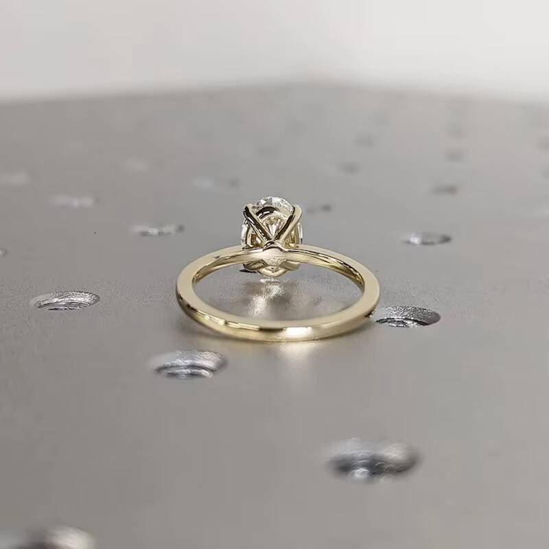 Hot Sale 2Ct Diamond D-VS1 Engagement Ring 14k Solitaire Yellow Gold Oval Cut IGI Diamond Ring for Women