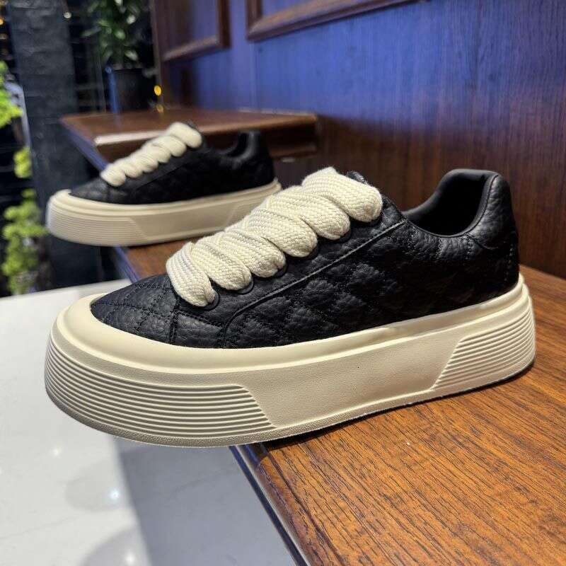 Winter New Style Lace-Up Fleece-Lined Fashionable Versatile Thick-Soled Sneakers Men's Casual Comfortable Trendy White Shoes