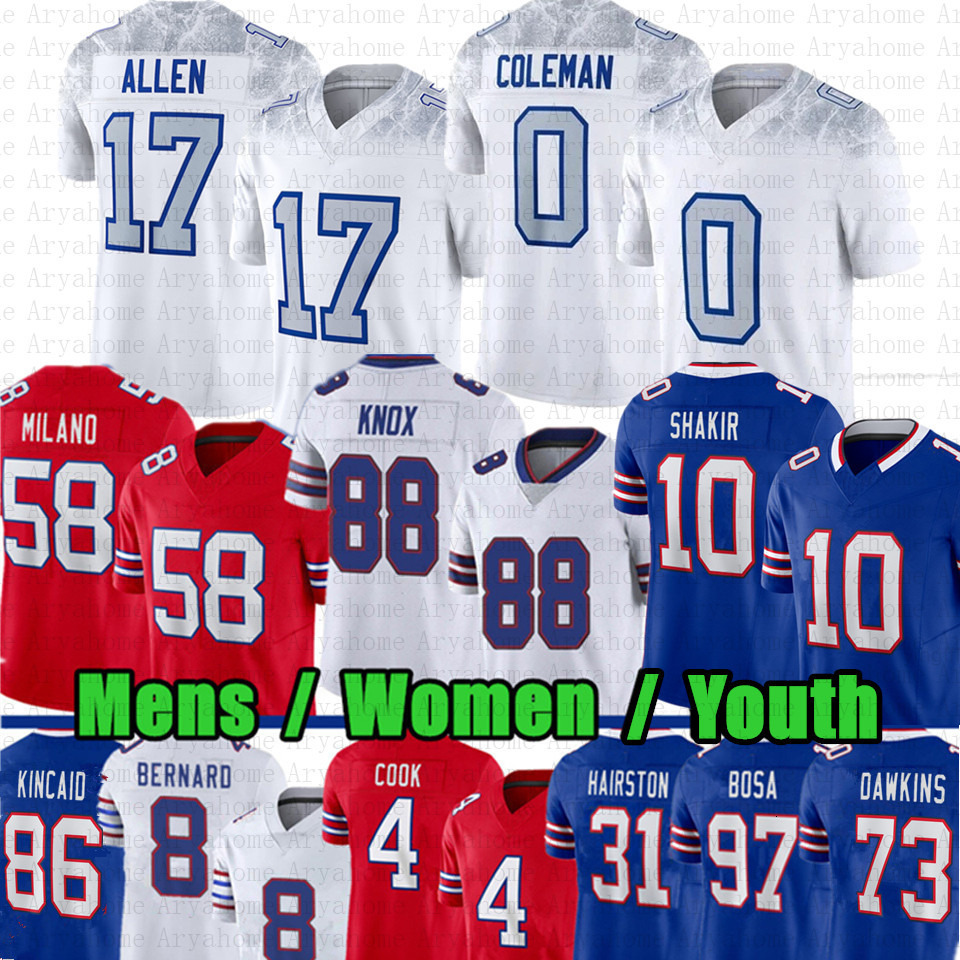 DJ Moore Josh Allen Keon Coleman Football Jersey Dalton Kincaid Ray Davis Dawson Knox James Cook Khalil Shakir Dion Dawkins Terrel Bernard Benford Rou