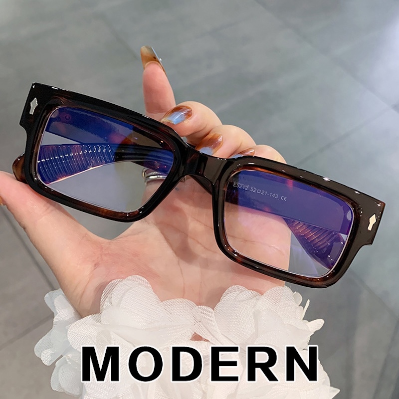 Retro Thick Leg Square Frame Sunglasses Men Women Popular Brand Small Rice Nail Sun Glasses Black Yellow Glasses Summer Beach Anti Blue Light Blocking