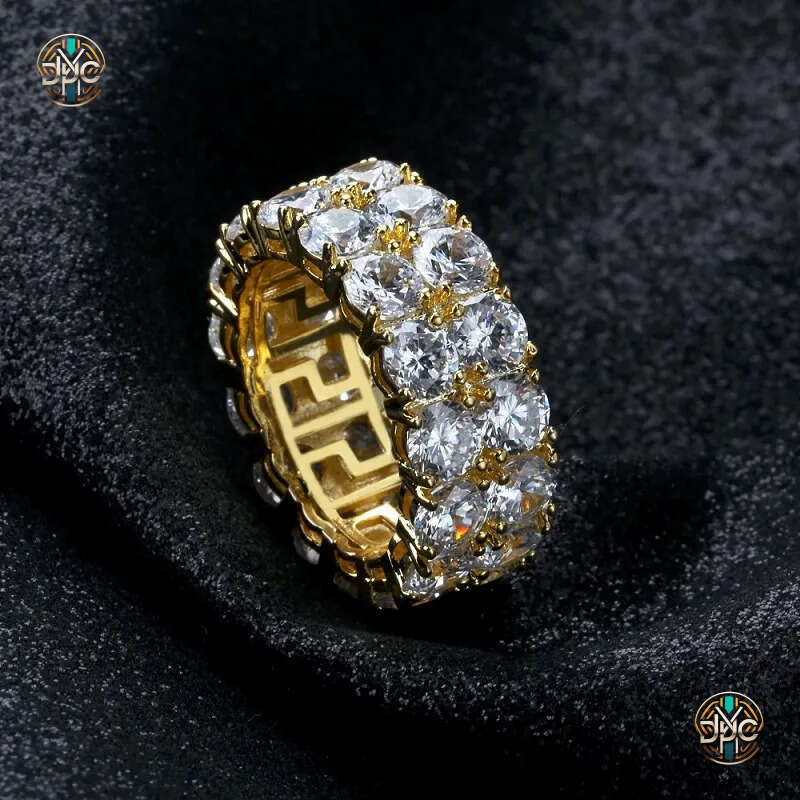Mens Gold Silver Stones Ring Fashion Hip Hop Jewelry Simulation Diamond Iced Out Rings