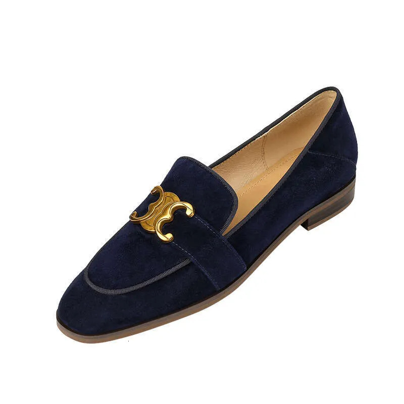 designer casual shoes Khaki French Retro British Style Small Flat Loafers Single Spring and Spring Soft Leather Women's Shoes
