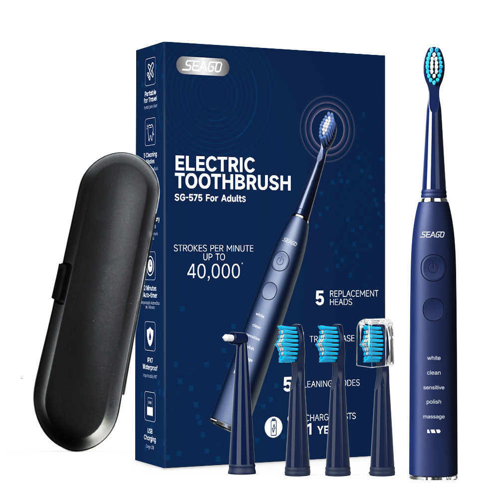 SEAGO Sonic adult waterproof electric toothbrush rechargeable teeth whitening replaced with 8 brush heads SG540 241031ww