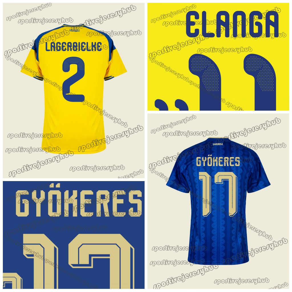 17 Viktor Gyokeres 2026 Sweden Soccer Jeresys Custom Printing Anthony Elanga Nygren Lucas Bergvall Hugo Larsson Ayari Swedberg Zeneli Victor Lindelof 